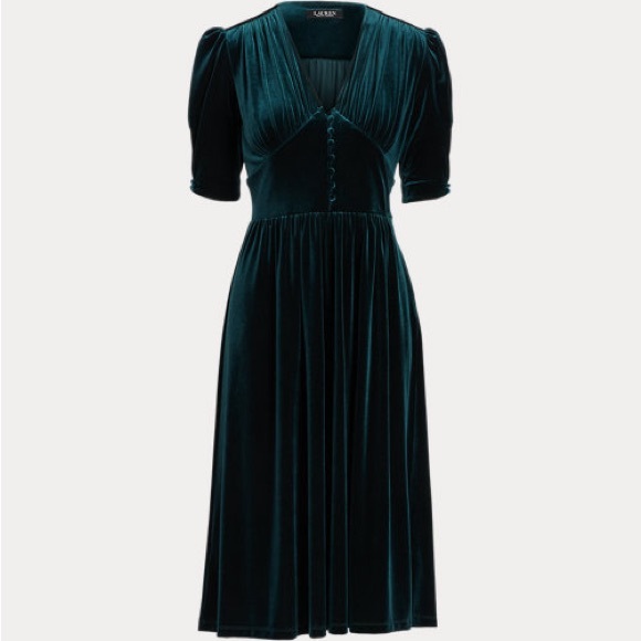 Lauren Ralph Lauren Dresses & Skirts - Lauren Ralph Lauren Women's Puffed Sleeve Velvet Dress sizeM NWT